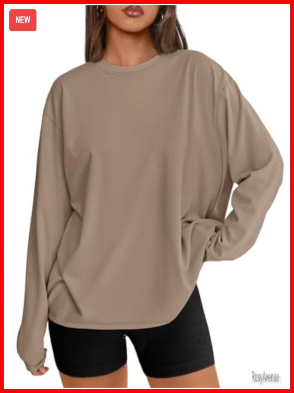 Oversized Long Sleeve Crew Neck T-Shirt Casual Fall Top